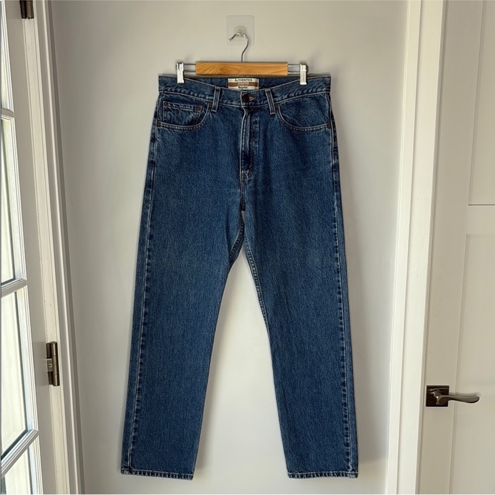 AUTHENTIC SIGNATURE LEVI STRAUSS MENS STRAIGHT BLUE JEANS SIZE 33 ACTUAL W33×L32